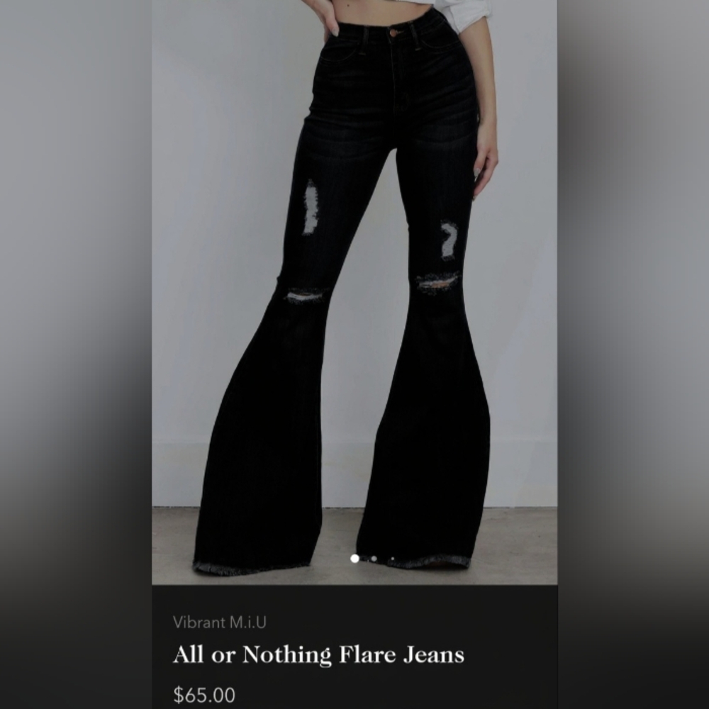 Distressed High Rise Black Flare Jeans Size 11